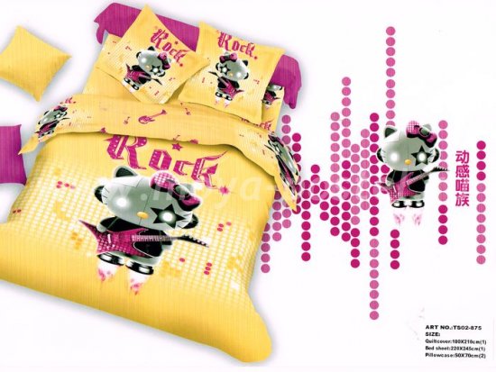 Двуспальное постельное белье сатин 70*70 (Hello Kitty Rock) в интернет-магазине Моя постель