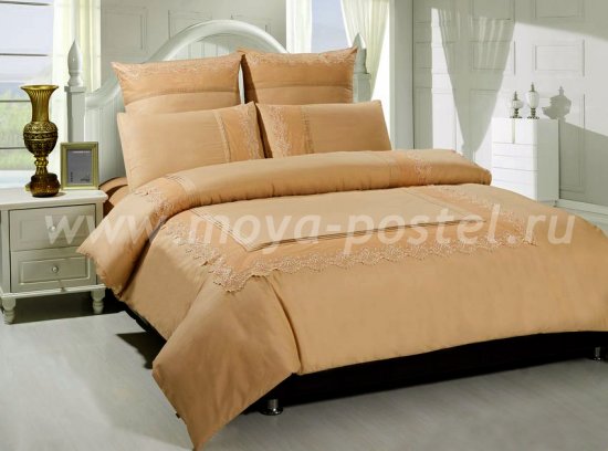 КПБ TANGO GIPUR Евро 4 нав., светло-коричневый в интернет-магазине Моя постель