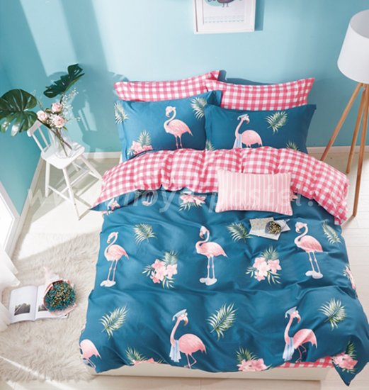 Twill 2 спальный TPIG2-538-50 (фламинго на ярко-синем) в интернет-магазине Моя постель