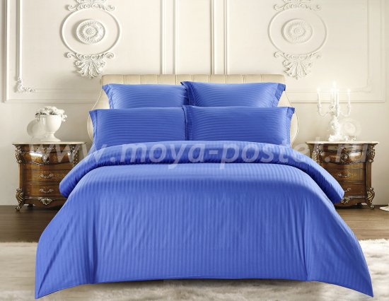 КПБ Tango Color Stripe Страйп-сатин 1,5-спальный, синий в интернет-магазине Моя постель