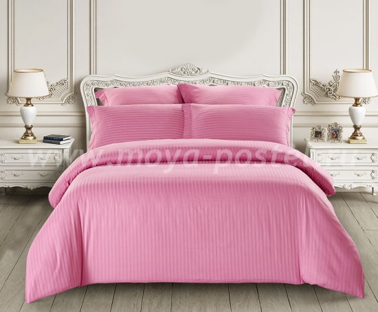 КПБ Tango Color Stripe Страйп-сатин Евро, ярко-розовый в интернет-магазине Моя постель