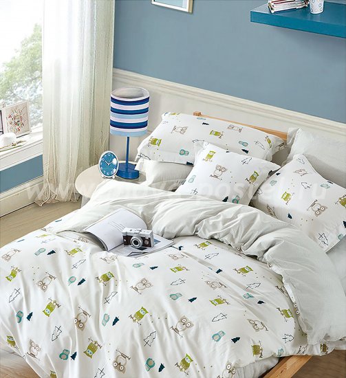 Двуспальное постельное белье сатин 50*70 (совушки) в интернет-магазине Моя постель