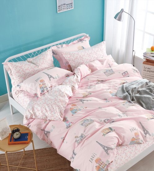 Двуспальное постельное белье Париж 70*70 (розовое) в интернет-магазине Моя постель