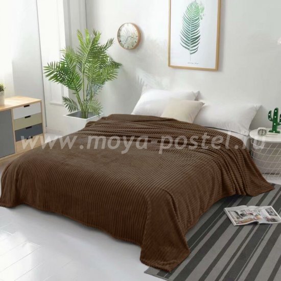 Плед фланелевый Tango Stripe 150x200, коричневый в каталоге интернет-магазина Моя постель