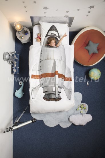 Постельное белье для детей из перкали "Ракета", полуторное в интернет-магазине Моя постель