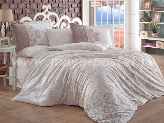 Комплект постельного белья семейное поплин "IRENE", бежевый, 100% Хлопок в интернет-магазине Моя постель