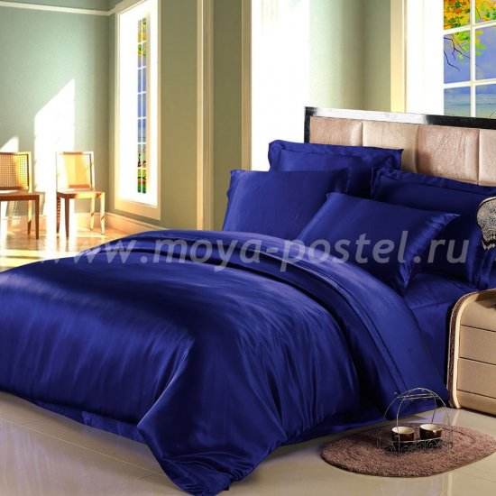 Шелковый комплект "Синий", евро в интернет-магазине Моя постель