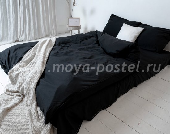Постельное белье "Nude" Black, полуторное (50х70) в интернет-магазине Моя постель