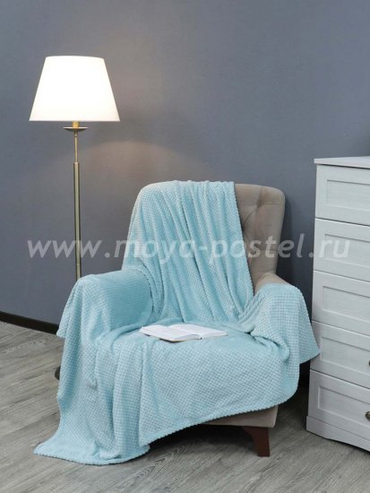 Мятный фланелевый плед TexRepublic Deco квадратики, полуторный в каталоге интернет-магазина Моя постель
