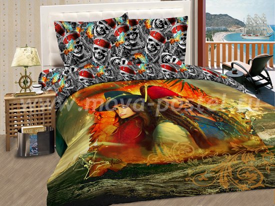 КПБ Пираты A02 "Йо-хо-хо" синтетический сатин, двуспальный в интернет-магазине Моя постель