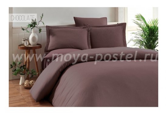 Постельное белье "KARNA" RUYA бамбук (Евро) 200x220 (50x70)*4, коричневый в интернет-магазине Моя постель