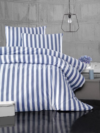 Постельное белье "KARNA" MELAN в синюю полоску, полуторное в интернет-магазине Моя постель