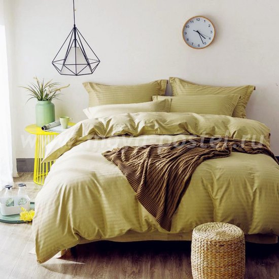 Постельное белье Однотонный страйп-сатин на резинке CTR003 (евро 160х200) в интернет-магазине Моя постель