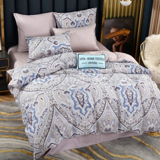 Комплект постельного белья Делюкс Сатин на резинке LR246, двуспальный 180х200, наволочки 50х70 в интернет-магазине Моя постель