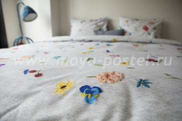 Евро комплект постельного белья "Вязаные цветы" в интернет-магазине Моя постель