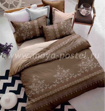 Подарочный комплект постельного белья из сатина AC002, коричневый в интернет-магазине Моя постель