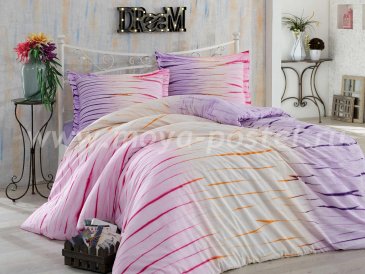 Комплект полутороспального постельного белья из поплина «BATIK KIRIK», лиловый, полосы в интернет-магазине Моя постель