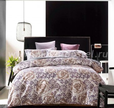 Евро комплект бежевого постельного белья сатин C261 (50*70) в интернет-магазине Моя постель