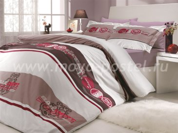 Постельное белье из поплина «ROTA», двуспальное, бордового цвета в интернет-магазине Моя постель