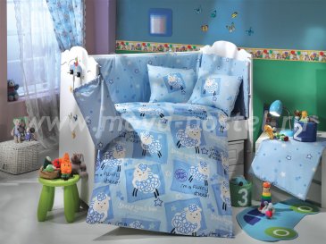 Голубое постельное белье «LITTLE SHEEP» из поплина, детское в интернет-магазине Моя постель