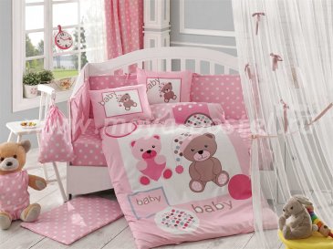 Постельное белье из поплина «PONPON» с одеялом, розовое, поплин в интернет-магазине Моя постель