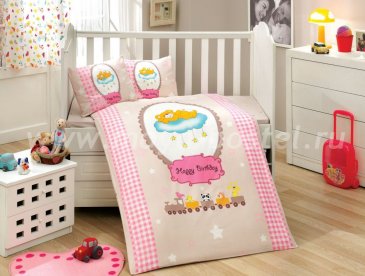 Постельное белье для детей «BAMBAM» бежево-розовое, поплин в интернет-магазине Моя постель