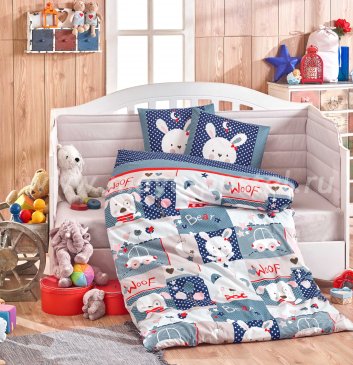 Детское постельное белье «SNOOPY» синее, поплин в интернет-магазине Моя постель