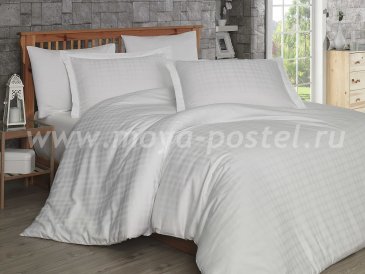 Полутороспальное постельное белье «EKOSE» белого цвета, сатин-жаккард в интернет-магазине Моя постель