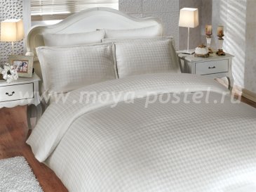 Кремовое постельное белье «DIAMOND HOUNDSTOOTH» из бамбука, евро в интернет-магазине Моя постель