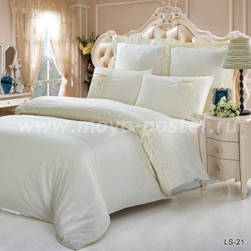 Кремовое постельное белье Kingsilk LS-21-4-K, семейное в интернет-магазине Моя постель