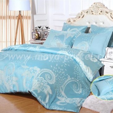 Голубое постельное белье из жаккардового шелка Arlet AB-140-3, евро в интернет-магазине Моя постель