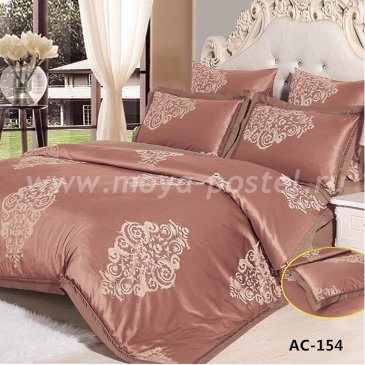 Коричневое постельное белье из жаккарда Arlet AC-154-2, двуспальное в интернет-магазине Моя постель