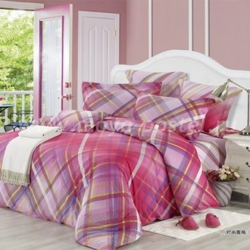 Розовое постельное белье в клетку Seda TX-12-2, двуспальное в интернет-магазине Моя постель