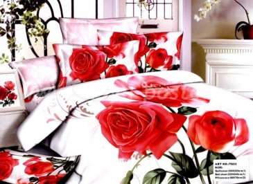 Кпб сатин евро 4 наволочки (букет красных роз) в интернет-магазине Моя постель