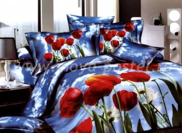 Кпб сатин Евро 2 наволочки (поле тюльпанов) в интернет-магазине Моя постель