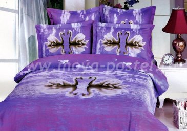 Кпб сатин Семейный 2 наволочки (лебеди на закате) в интернет-магазине Моя постель