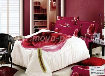 Кпб сатин 1,5 спальный (бордовый тюльпан) в интернет-магазине Моя постель