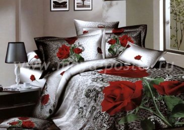 Кпб сатин 1,5 спальный (розы на черно-белом) в интернет-магазине Моя постель