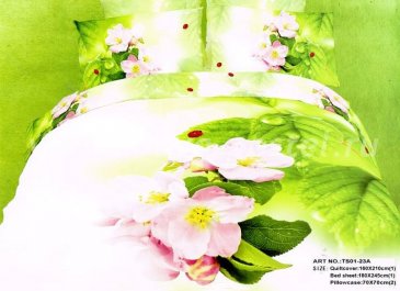 Кпб сатин 1,5 спальный (цветы и божья коровка) в интернет-магазине Моя постель
