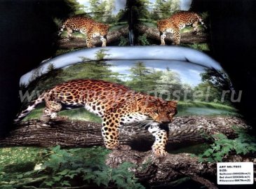 Кпб сатин Семейный 2 наволочки (леопард в лесу) в интернет-магазине Моя постель