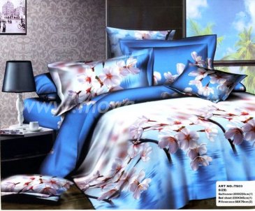 Кпб сатин Евро 2 наволочки (цветы вишни в воде) в интернет-магазине Моя постель