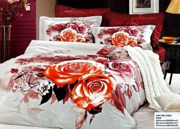 Кпб сатин Евро 2 наволочки (оранжевые розы) в интернет-магазине Моя постель