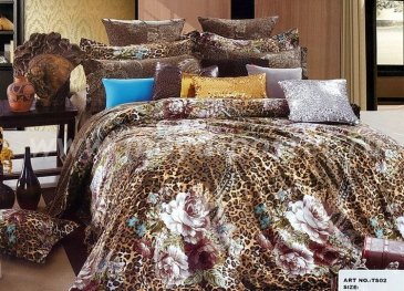 Полуторное постельное белье сатин 70*70 (пионы на леопарде) в интернет-магазине Моя постель