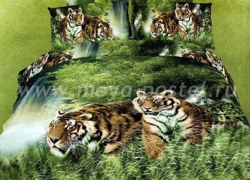 Кпб сатин 2 спальный (тигры в джунглях) в интернет-магазине Моя постель
