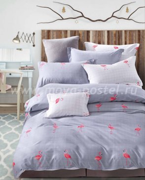 Twill 2 спальный TPIG2-523-70 (серый с фламинго) в интернет-магазине Моя постель