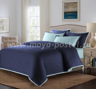 КПБ "Coctail" Темно-синий/Голубая бирюза, полуторный в интернет-магазине Моя постель