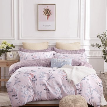 Twill 2 спальный (серые цветы на розовом) в интернет-магазине Моя постель
