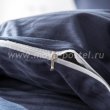 Темно-синее постельное белье из страйп-сатина с простыней на резинке CFR003, евро (180*200*30) в интернет-магазине Моя постель - Фото 5
