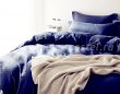 Двуспальное темно-синее постельное белье с простыней на резинке CFR003, страйп-сатин (180*200*30) в интернет-магазине Моя постель - Фото 2