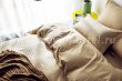 Двуспальное постельное белье из бежевого страйп-сатина на резинке CFR004 (160*200*30) в интернет-магазине Моя постель - Фото 2